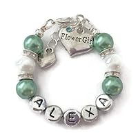 Personalized Flower Girl Charm Bracelet-Beaded Name Bracelet-Wedding Jewelry-Wedding Gift-Handmade Bracelet For Kids Girls Teen Ladies Women