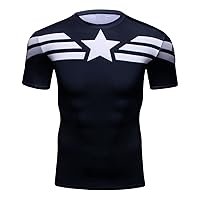 America Team Leader Men's Compression Sports Shirt Short Sleeve Athletic Tee Black
