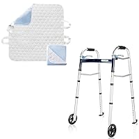 OasisSpace 34'' x 36'' Washable Bed Pad with Handles & Compact Folding Walker with Trigger Release