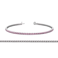 Pink Sapphire Bezel Set Tennis Bracelet 1.70 ct tw in 14K Gold.