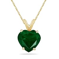 Natural Heart Shape Emerald Solitaire Pendant in 18K Yellow Gold from 3MM - 5MM