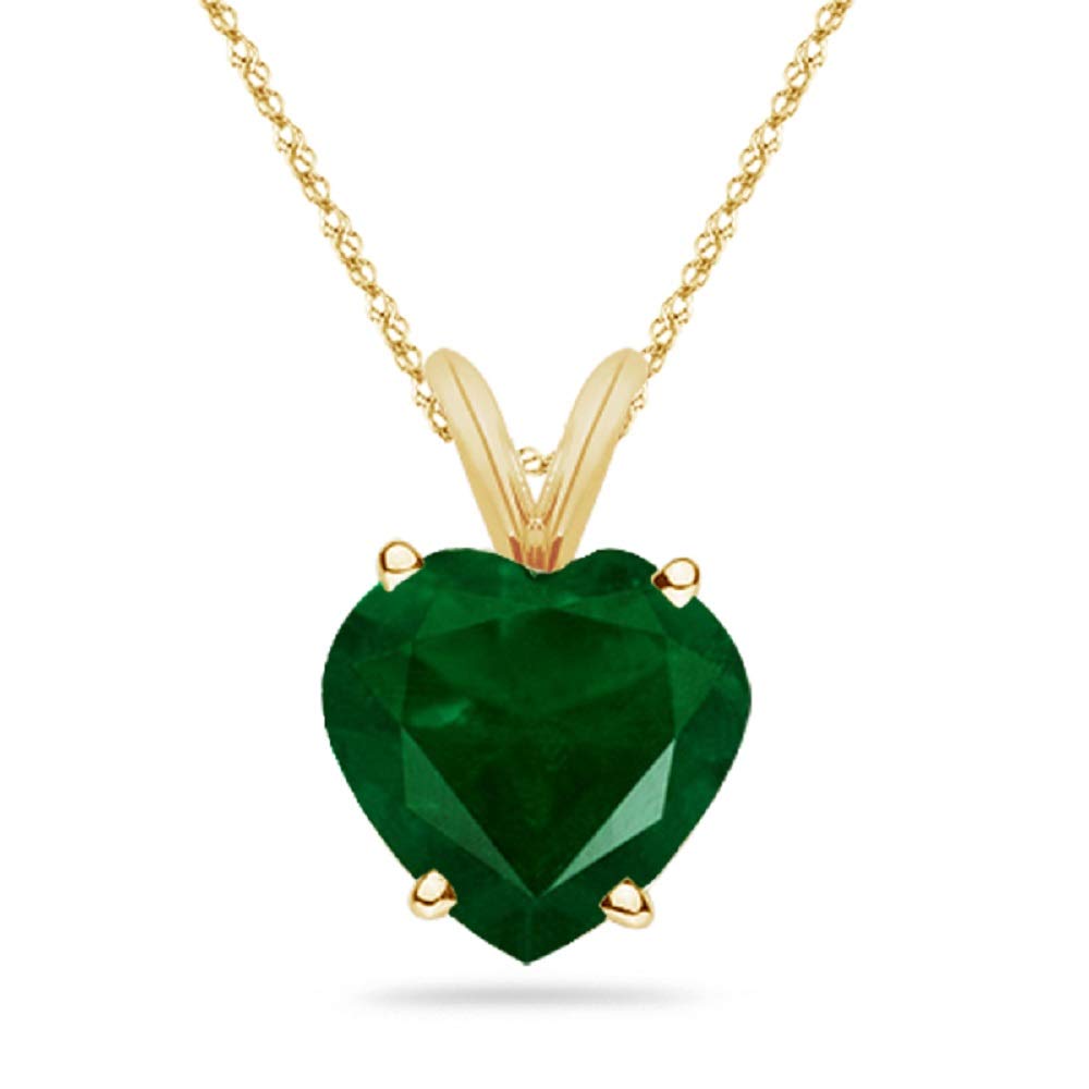 Studs Galore Natural Heart Shape Emerald Solitaire Pendant in 18K Yellow Gold from 3MM - 5MM