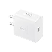 25W Wall Charger Power Adapter, Cable Not Included, Super Fast Charging, Compact Design, Compatible with Galaxy and USB Type C Devices, White