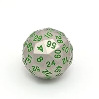 SZSZ Metal 60 Sided Polyhedral Dice with Velvet Pouch for Tabletop Games DND MTG Math Teaching 0212 (Color : Silver w Green Ink)