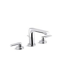 KOHLER 97352-4-CP Avid Widespread Bathroom Sink Faucet, Three-Hole Bathroom Faucet with Pop-Up Drain and Tailpiece, 1.2 GPM, Polished Chrome