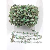 5 Feet Long gem Chrysoprase 3-5mm Uncut Chips Shape Smooth Cut Beads Wire Wrapped Black Rhodium Plated Rosary Chain for Jewelry Making/DIY Jewelry Crafts CHIK-ROS-CH-56063