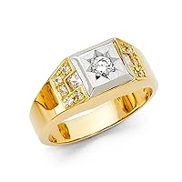 14k Yellow Gold CZ Cubic Zirconia Simulated Diamond Mens Ring Size 10 Jewelry for Men