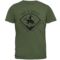 Explore The Wilderness No WiFi Better Connection Mens T Shirt Military Green LG