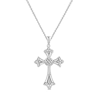 Amazon Essentials women Sterling Silver Diamond Accent Cross Pendant Necklace, 18