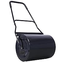 Lawn Roller Heavy Duty Push/Pull Steel Sod Roller Water/Sand Filled 16 Gallons with Ergonomic Handle Lawn Rollers Pull Metal Sod Roller for Park Garden Yard Ball Field Black As Shown