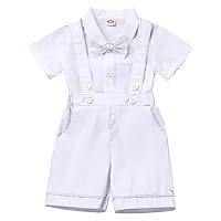 IMEKIS Toddler Baby Boy Baptism Christening Outfit Bowtie Dress Shirt Suspenders Shorts Birthday Wedding Party Suits