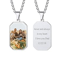 Creative Photo Necklace Personalized for Women Girl Square/Round/Heart/Cat/Oval Shaped Stainless Steel/18K Gold Plated Picture Pendant Custom Inscription Text Memorial Keepsake, with Gift Box