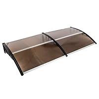 116 inch / 78 inch / 39 inch Window Awning Outdoor Polycarbonate Hollow Sheet Door Patio Canopy (40''x 80'', Dark Brown Canopy + Black Bracket)