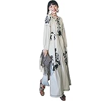 Autumn Korean Women' Clothing Ethnic Wind Heavy Embroidery Cotton Tassel Loose Retro Dress Bohemian Long