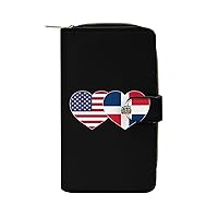 Dominican American Flag Purse for Women Large Capacity Zip Around Travel Clutch Wallet with Compartment