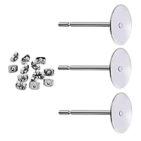 400pcs Hypoallergenic Stainless Steel Earrings Posts Flat Pad Blank Earring Pin Studs with Butterfly Earring Backs for Jewelry Making Findings (6mm)