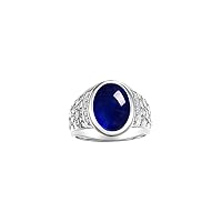 Rylos presents Men's Nugget Ring in Sterling Silver featuring an Oval Cabochon Gemstone and Sparkling Diamonds in Sizes 8-13. Exceptional Men's Jewelry.