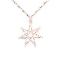 Elven or Faerie Seven Pointed Star Septagram Pendant Necklace Rose Gold Silver Tone