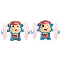 ERINGOGO 2 Pcs Rolling Monkey Toy Music Animal Toy Robot Toys Interactive Crawling Toy Toys for Kids Cute Doll Table Decoration Toy for Kids Cartoon Electronic Component Somersault Baby