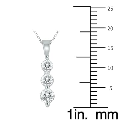 1/2 Carat TW Three Stone Diamond Pendant Available in 10K White and Yellow Gold