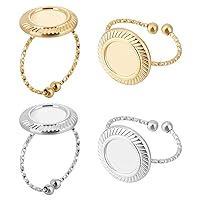 UNICRAFTALE 10Pcs 2 Colors 304 Stainless Steel Open Cuff Ring Component DIY Blank Dome Ring Making Kit Bezel Cup Ring Settings Adjustable Flat Round Cabochon Ring Blanks for Jewelry Making