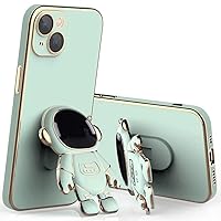 Spevert for iPhone 15 Plus Case with Cute Astronauts Stand [Military Drop Protection] Full Camera Lens Proteciton Shockproof Slim Silicone Covered Soft Gel Rubber Phone Case 6.7 inch (Green)