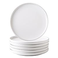 AmorArc Ceramic Plates Set of 6, 8.0 Inch Round Stoneware Salad Plates Use for Dessert, Salad, Appetizer etc,Microwave and Dishwasher Safe, Scratch Resistant Small Deep Dinner Plates-White