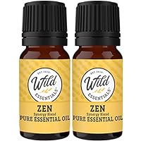 Wild Essentials 100% Pure Therapeutic Grade Zen Essential Oil Blend Combo for Aromatherapy Diffusers - Two 10 ml Bottles - New Look! Same Great Blend! Made in The USA