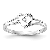 14k Gold White Love Heart Diamond Promise Ring Size 7.00 Jewelry for Women