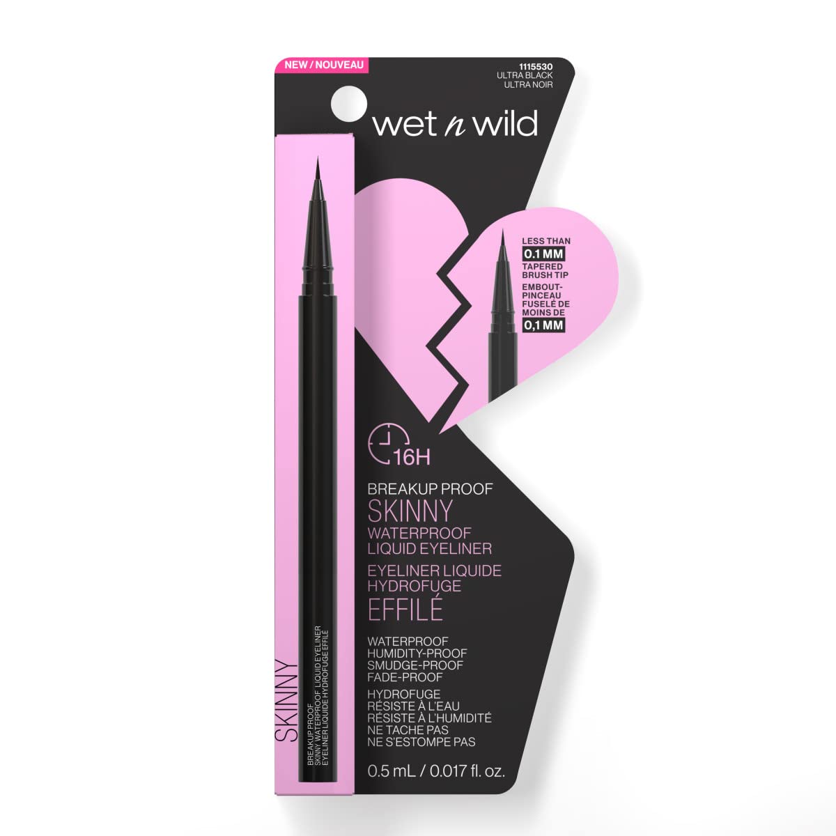 wet n wild Breakup Proof Skinny Ultra-Fine Brush Tip Waterproof Liquid Eyeliner Ultra Black