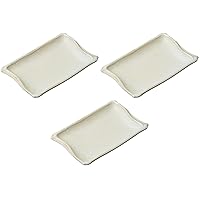 Set of 3 Kiln Modified Gray Bamboo Baking Dishes [7.7 x 5.0 x 1.1 inches (19.6 x 12.8 x 2.8 cm) | Pottery Plates