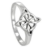 Sterling Silver Celtic Quaternary Wiccan Witches Knot Ring (Sizes 4-15)
