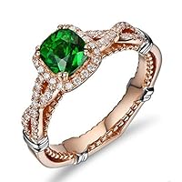 Antique 1.75 Carat cushion cut Emerald and Diamond Rose Gold Engagement Ring