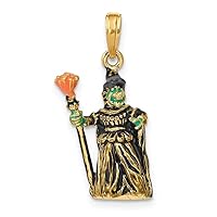Charms Collection 14K 3-D Enameled Witch w/Broom Charm K6888