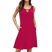 Cocktail Dresses for Women Solid Color Classic Casual Sexy Slim Fit with Spagfetti Strap Keyhole Neck Dress