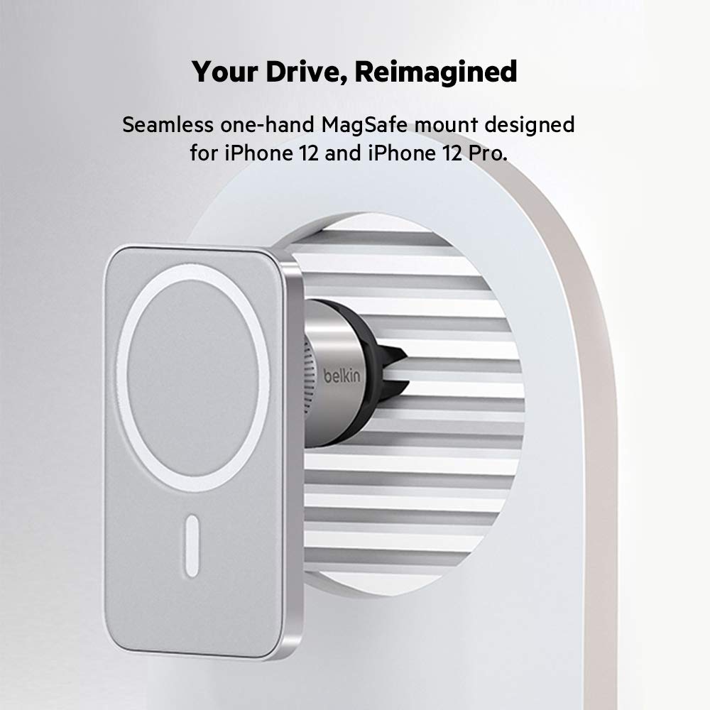 Belkin MagSafe Vent Mount Pro - MagSafe Phone Mount For Car - Car Accessories - Car Phone Holder Mount - Magnetic Phone Holder for iPhone 14, iPhone 13, iPhone 12 Pro Max, Pro, and Mini Models
