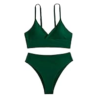 Plus Size Swimwear Two Piece with Sleeves Solid Color Bikini Set Bathing Suits 2 Piece Swimsuit Sport