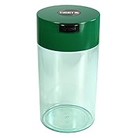 Tightvac 3 to 12 Oz Vacuum Sealed Storage Container, 1.3-Liter/1.1-Quart, Green Cap & Clear Body