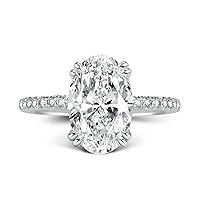 3.5CT Oval Cut Engagement Ring for Women, White Sapphire Ring,18K White Gold Plated 925 Sterling Silver Promise Ring