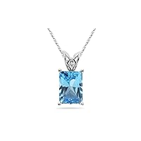 1.66 Cts of 8x6 mm Emerald Swiss Blue Topaz Scroll Solitaire Pendant in 14K White Gold