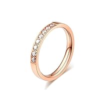 Ring for Girlfriend, Stainless Steel 2.5MM Cubic Zirconia Ring Bands Rings for Women Girl Silver