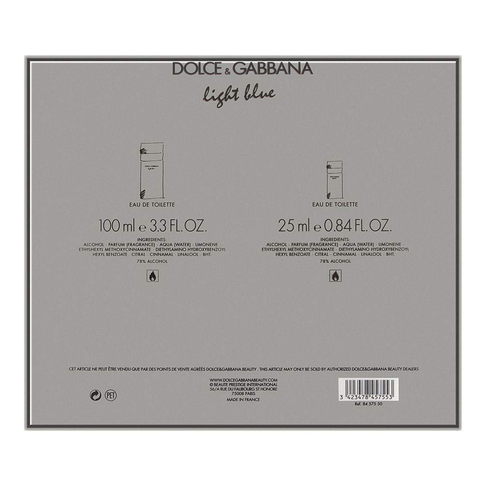 Dolce & Gabbana Light Blue Perfume 2 Pc. Gift Set (Eau De Toilette Spray 3.3 Oz & 0.84 Oz) For Women