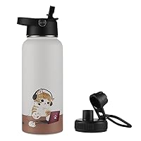 DLANDXI 24 Oz Insulated Stainless Steel Water Bottle with Straw Double-Wall  Vacuum Thermal Keep Warm Cold for Kids Adults(Black)
