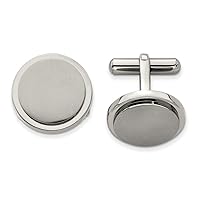 Titanium Engravable Brushed and Polished Cuff Link Measures 19x19mm Wide Jewelry Gifts for Men