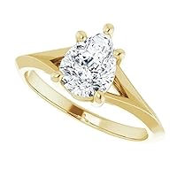 Moissanite Solitaire Ring, 2 CT Pear Cut Stones, Colorless VVS1 Clarity, Solid Sterling Silver Setting