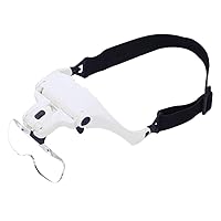 Headband Magnifier with LED Illuminated Handsfree Reading Head Mount Magnifying Glasses 5 Detachable Lenses 1X 1.5X 2X 2.5X 3.5X for Reading Jewelry Loupe Watch and Electronic Repair