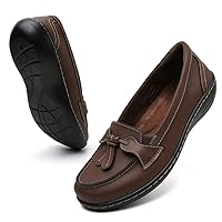 Maichal Loafers for Women Slip On Comfort Leather Tassel Dress Shoes