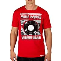 Men's Red Music Inspired Square-Neck Graphic Tee