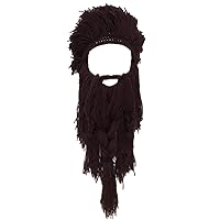 YEKEYI Barbarian Knit Long Beard Hat Adult Viking Fake Hair Wig Visor Knitted Wool Funny Skull Cap