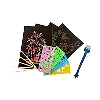 60pcs Rainbow Scratch Off Paper Kids Paint Paper Kids Crafts Children Scratch Paper Kits Painting Paper for Kids Black Drawing Paper 16k Thicken Notebook Wooden